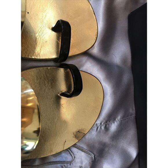 GIUSEPPE ZANOTTI Black Nero Sandal Gold Vernice Rock 38.5 US 8.5 Italy Box - Picture 8 of 10